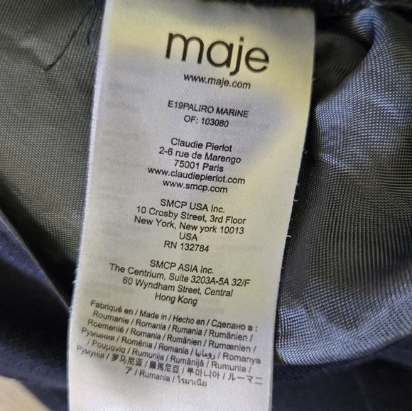 Maje Stylish Trouser Pants Women's Size  38(M) Dark Blue Plaid Straight Leg - Picture 3 of 15